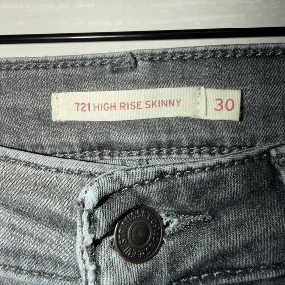 Levi’s 721 High Rise Skinny Jeans Size 30 Gray Stretch Slim Fit Denim Pants - Picture 3 of 7